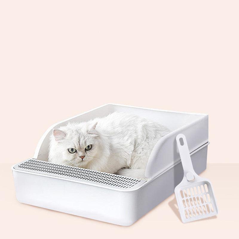 Sleek And Stylish Large Semi-Enclosed Plastic Cat Litter Box