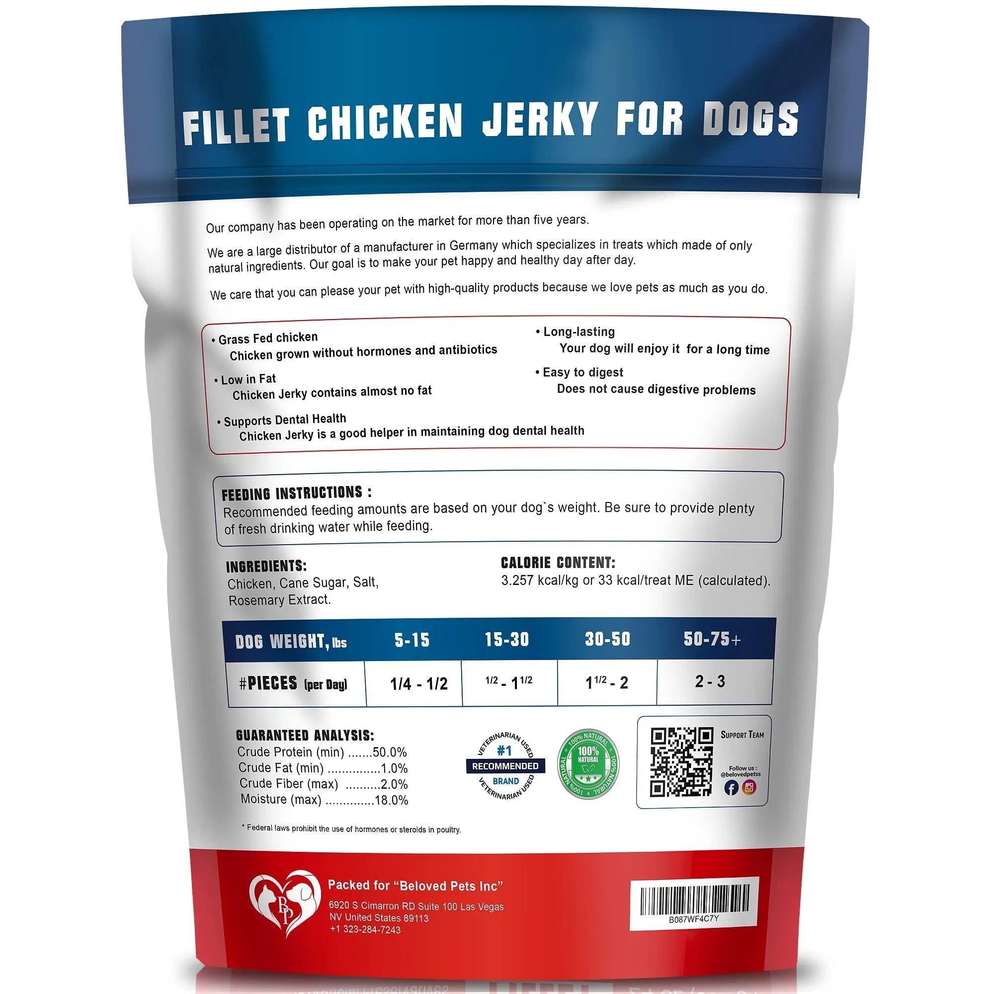 Chicken Jerky Dog Treats 1.5 Lb Human Grade Pet Snacks Grain Free