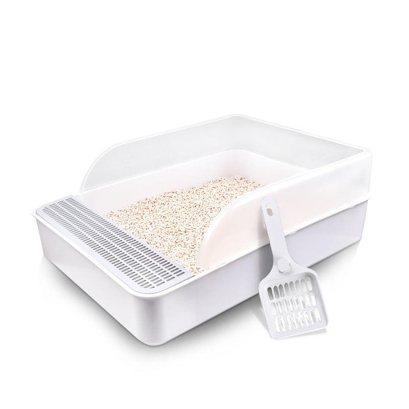 Sleek And Stylish Large Semi-Enclosed Plastic Cat Litter Box