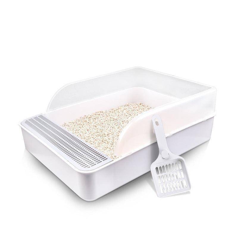 Sleek And Stylish Large Semi-Enclosed Plastic Cat Litter Box
