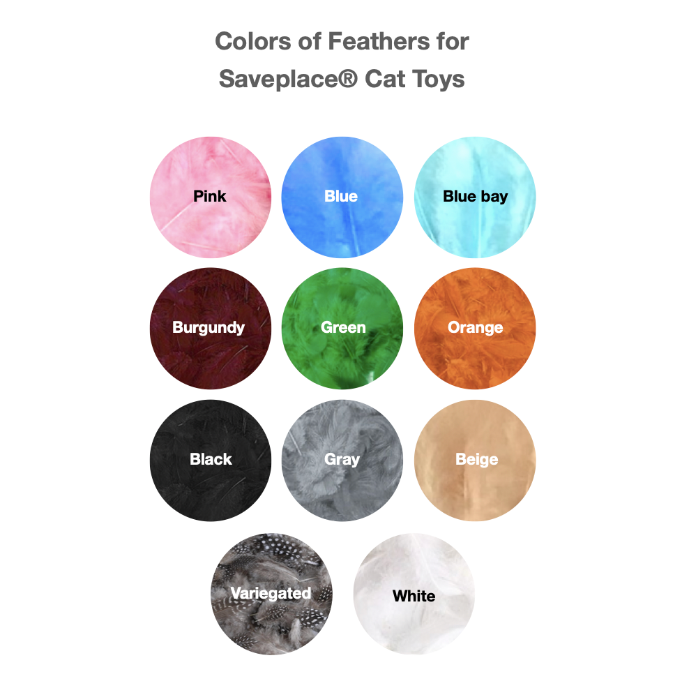 HAPPY CAT Saveplace® grey wool cat toy with feathers (many colors)