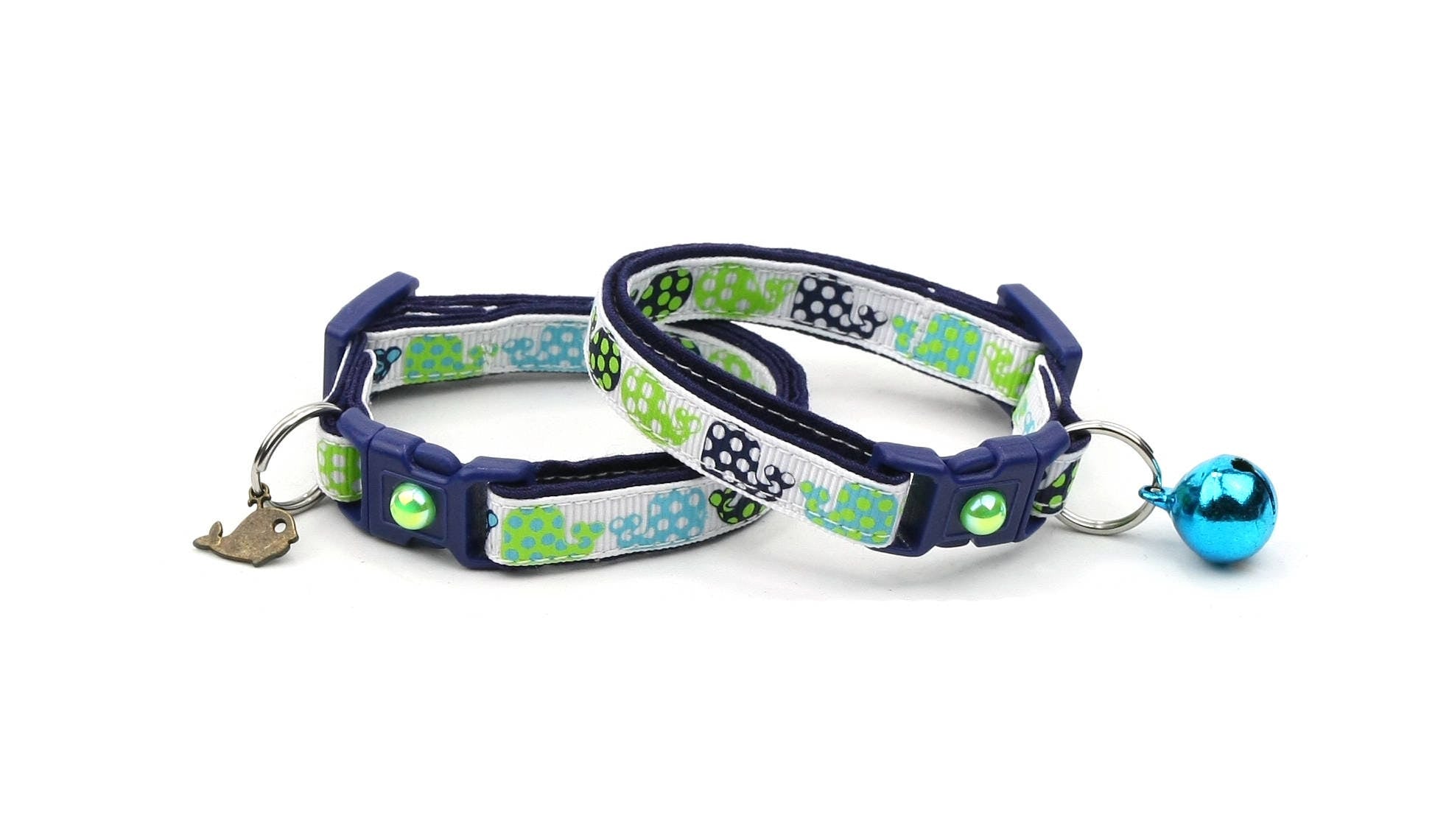 Polka Dot Whales Cat Collar